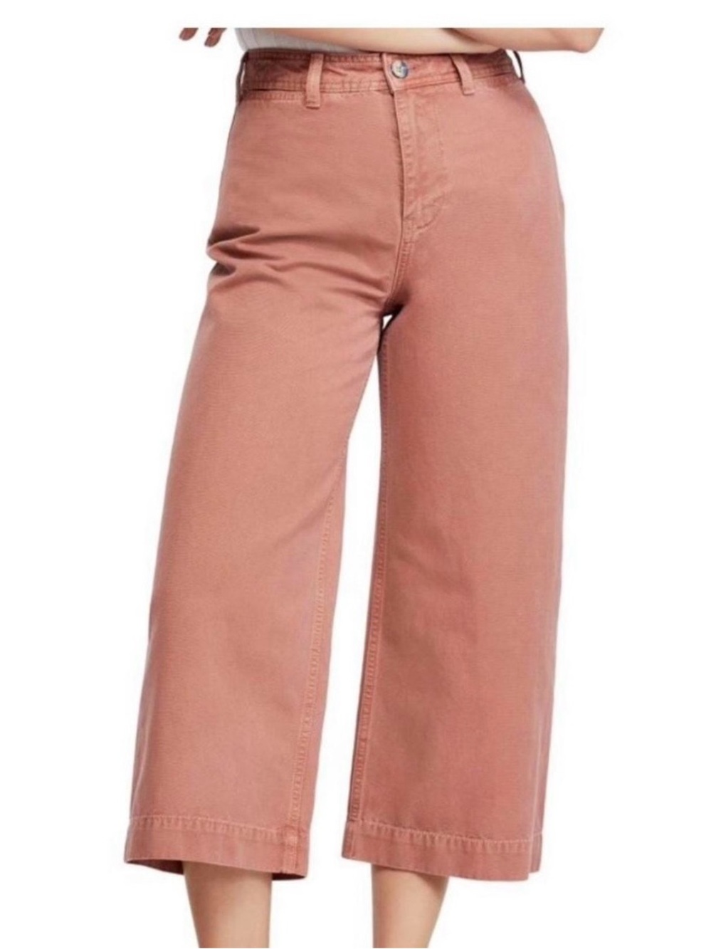 NEW Free People Sz 26 Patti Wide Leg Cropped Pants Jeans Dust Rose Anthropologie